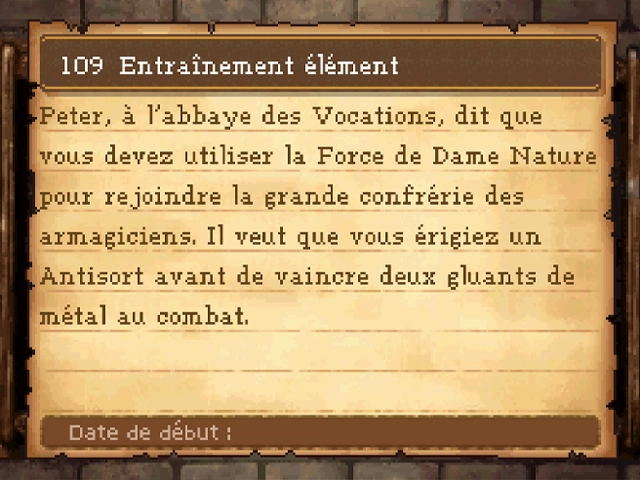 Quête : Entraînement élément